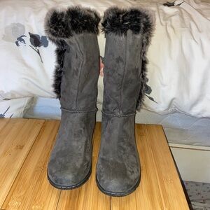 Natural Soul Grey Suede Faux Fur Winter Boots